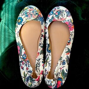 Tory Burch Womens Minnie Travel Applique Slip On Ballet Flats